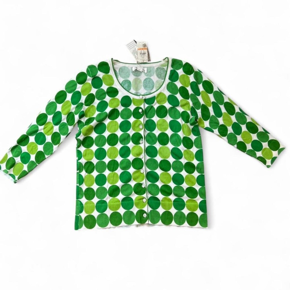 NWT green and white polka dot button up cardigan